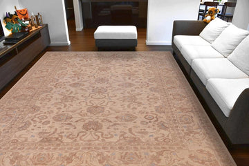 handmade Traditional Kafkaz Chobi Ziegler Ivory Ivory Hand Knotted RECTANGLE 100% WOOL area rug 12 x 18
